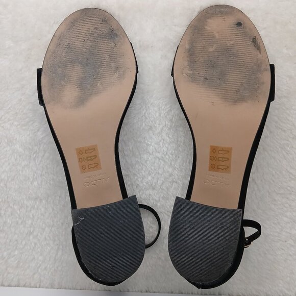 Women's Aldo Suede Low Block Heel Sandals Black Size 10 - Picture 8 of 10